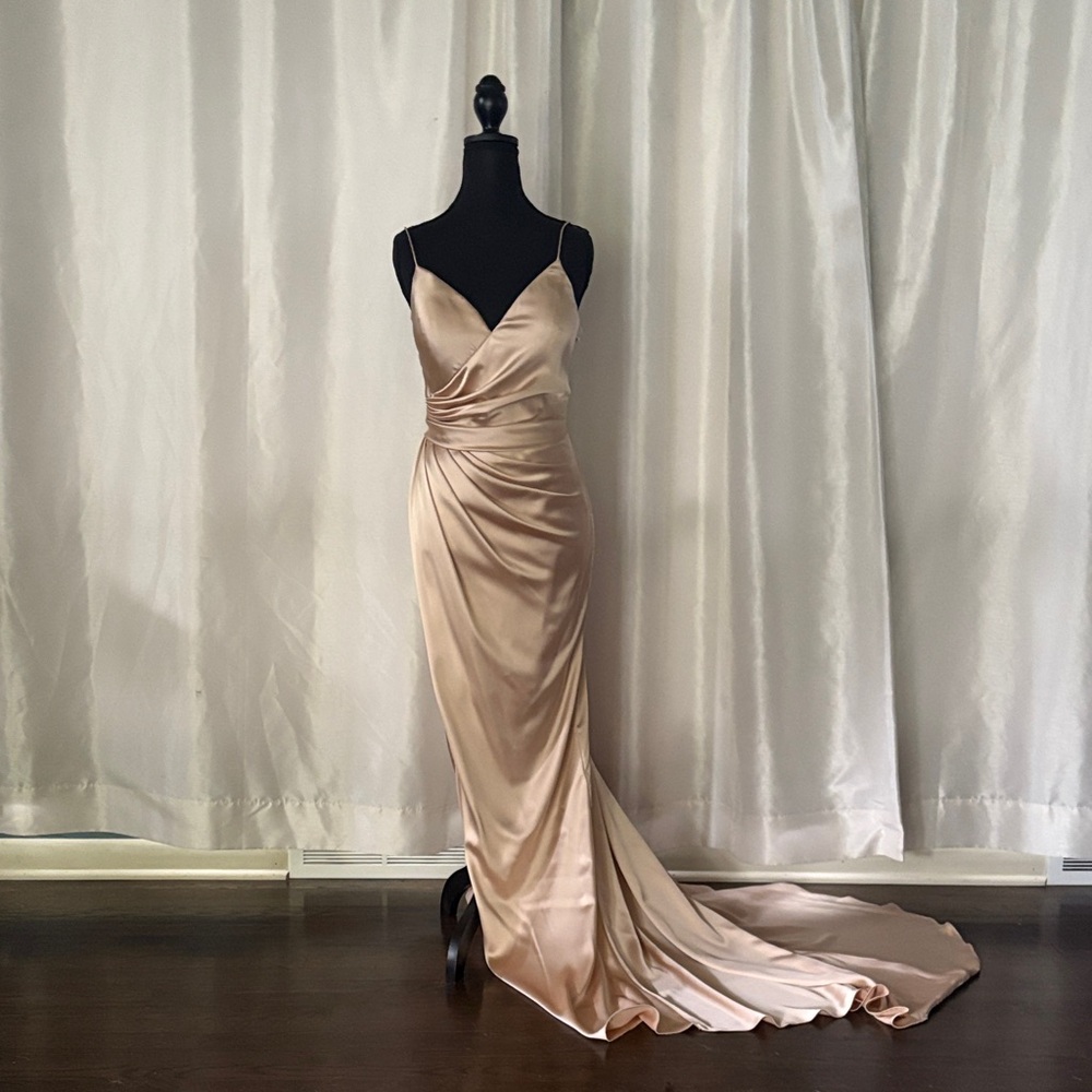 Portia and Scarlett Satin Gown in Champagne